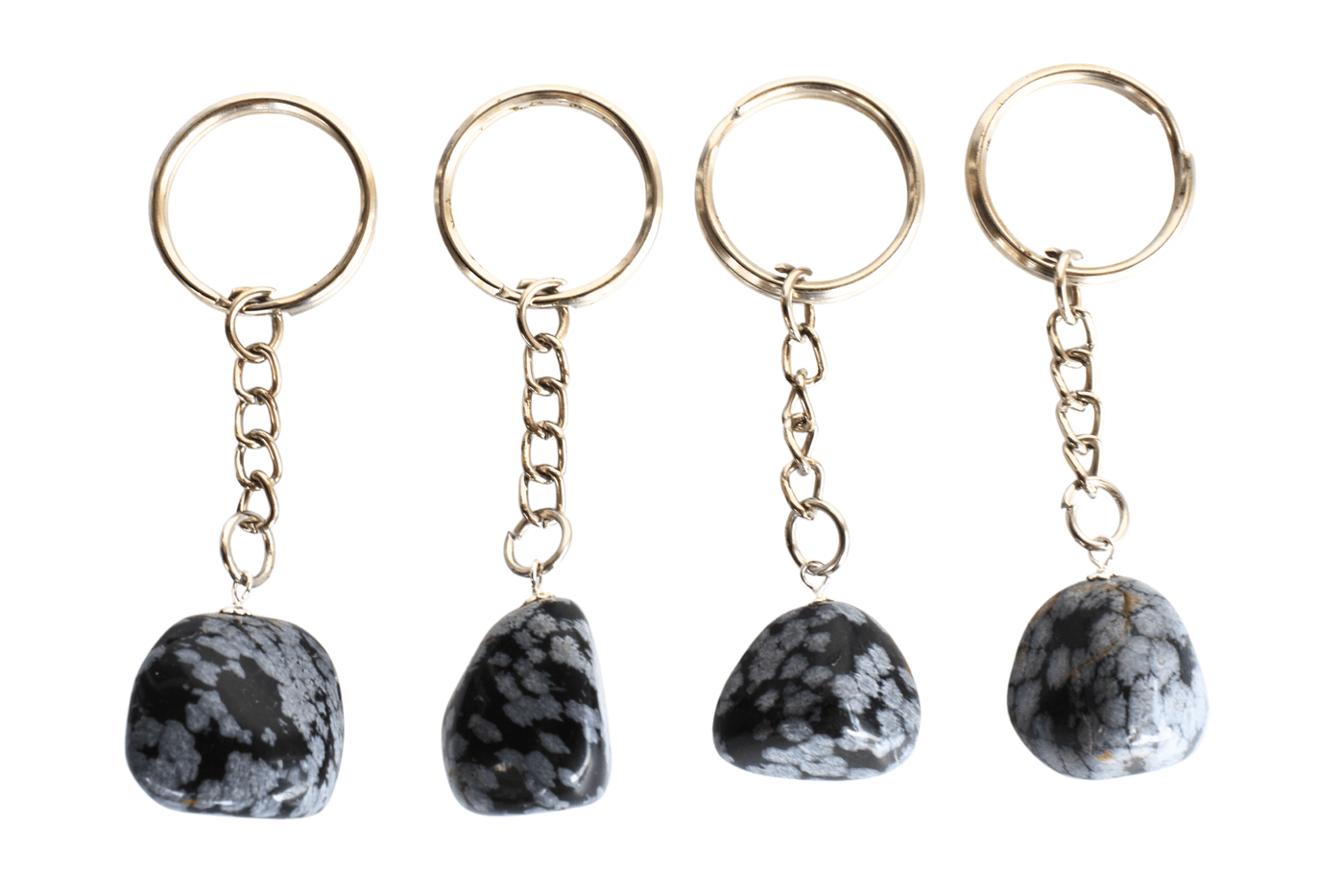 Snowflake Obsidian Key Chain, Gemstone Keychain Crystal Key Ring (Expanded Awareness and Intuition)