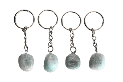 Amazonite Key Chain, Gemstone Keychain Crystal Key Ring (Trust and Breaking Addictions)