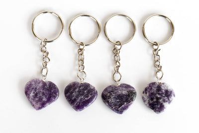 Lepidolite Key Chain, Gemstone Keychain Crystal Key Ring (Joy and Relaxation)