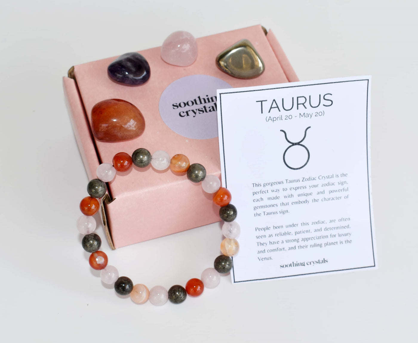 TAURUS Zodiac Crystal Kit, Taurus Birthstones Tumbled Stones Set, Taurus Stones Gifts