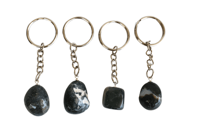 Moss Agate Key Chain, Gemstone Keychain Crystal Key Ring (Trust and Self-Discipline)