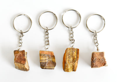 Tiger Eye Key Chain, Gemstone Keychain Crystal Key Ring (Creativity and Intuition)