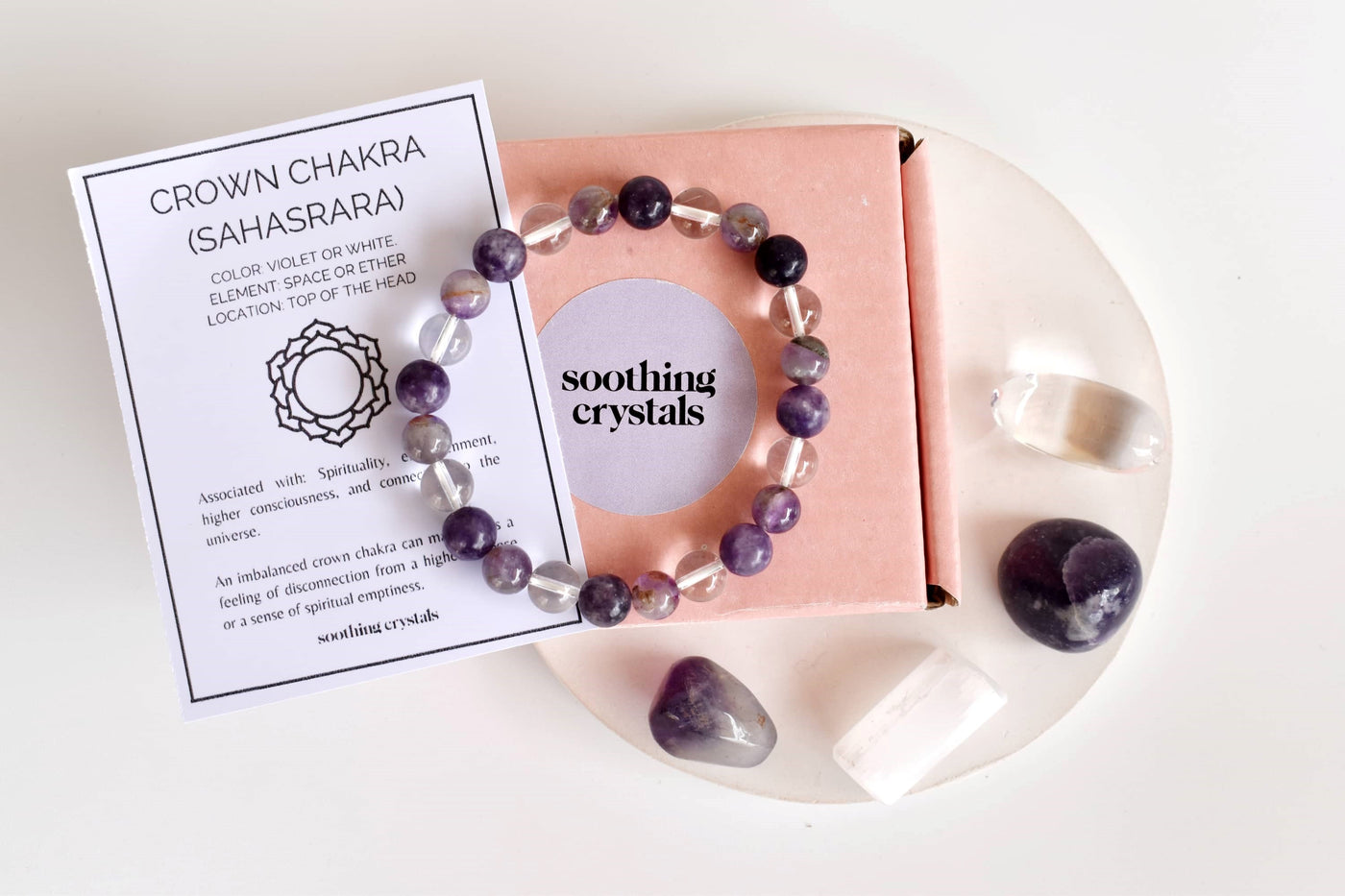 CROWN Chakra Crystals Kit, Chakra's Stones Tumbled Set, Chakra's Gift