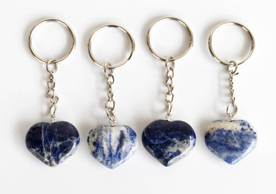 Sodalite Key Chain, Gemstone Keychain Crystal Key Ring (Meditation and Angelic Communication )