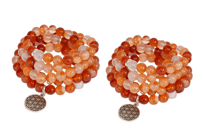 Carnelian Beads Mala Bracelet, 108 Prayer Beads Necklace (Vitality and Motivation)