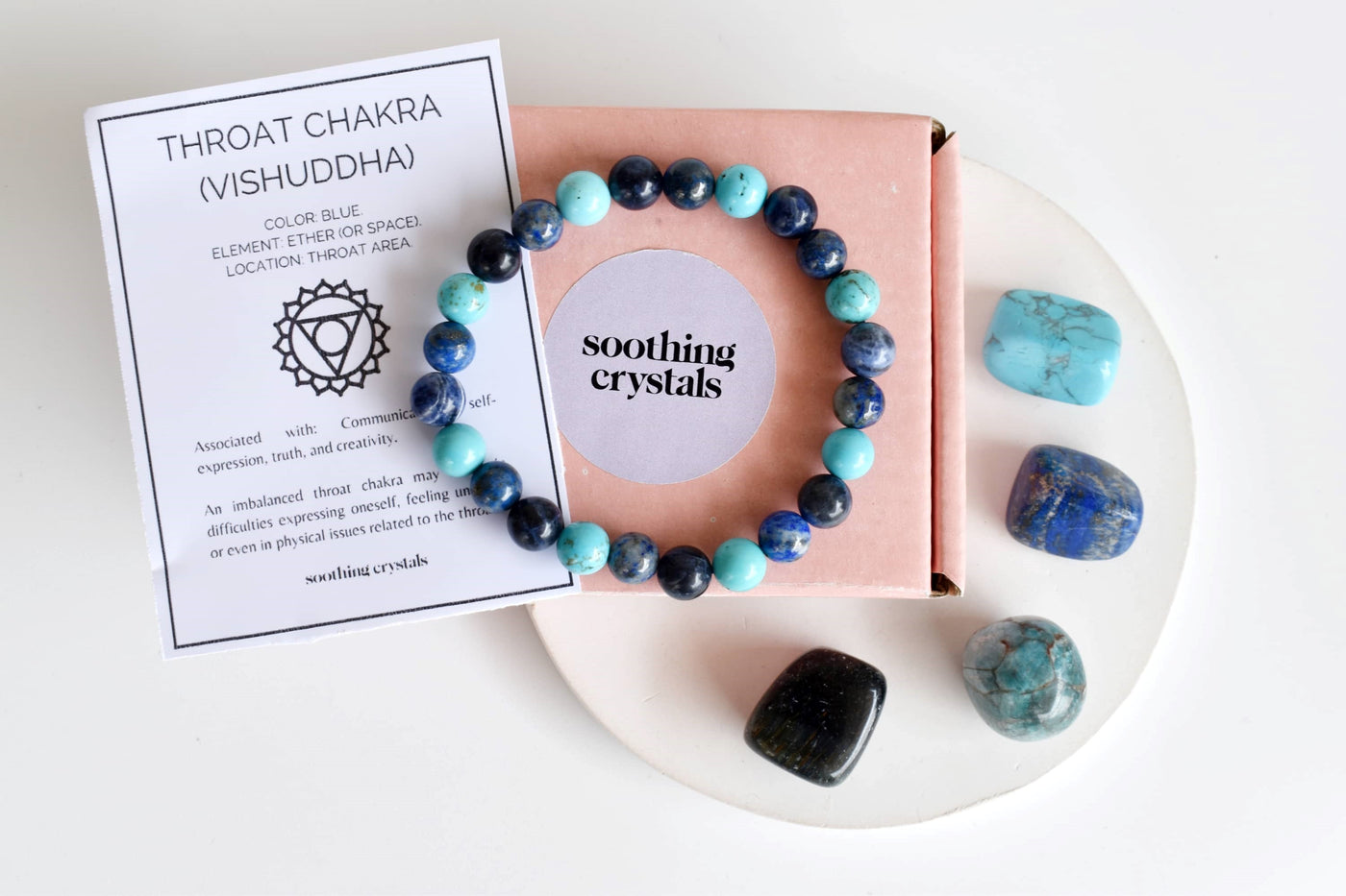 THROAT Chakra Crystals Kit, Chakra's Stones Tumbled Set, Chakra's Gift