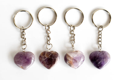 Amethyst Key Chain, Gemstone Keychain Crystal Key Ring (Intuition and Grief)