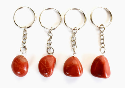 Red Jasper Key Chain, Gemstone Keychain Crystal Key Ring (Generosity and Balance)