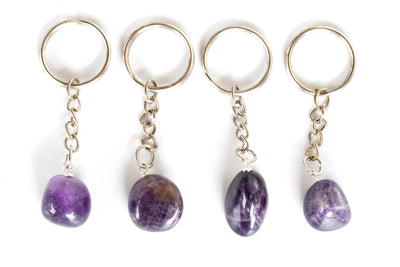 Amethyst Key Chain, Gemstone Keychain Crystal Key Ring (Intuition and Grief)