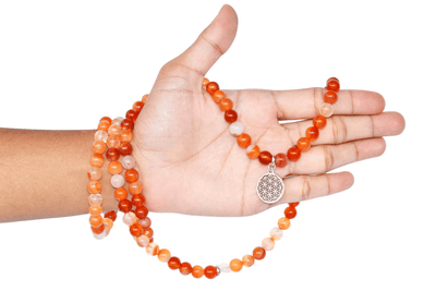 Carnelian Beads Mala Bracelet, 108 Prayer Beads Necklace (Vitality and Motivation)