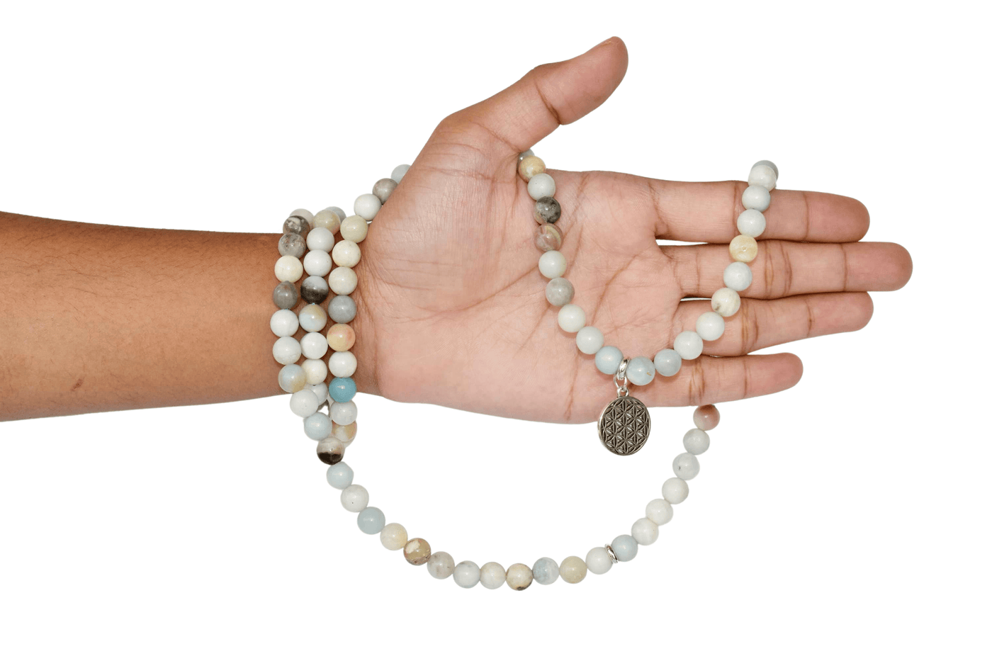 Multi Amazonite Beads Mala Bracelet, 108 Prayer Beads Necklace (Good luck and Fortune)