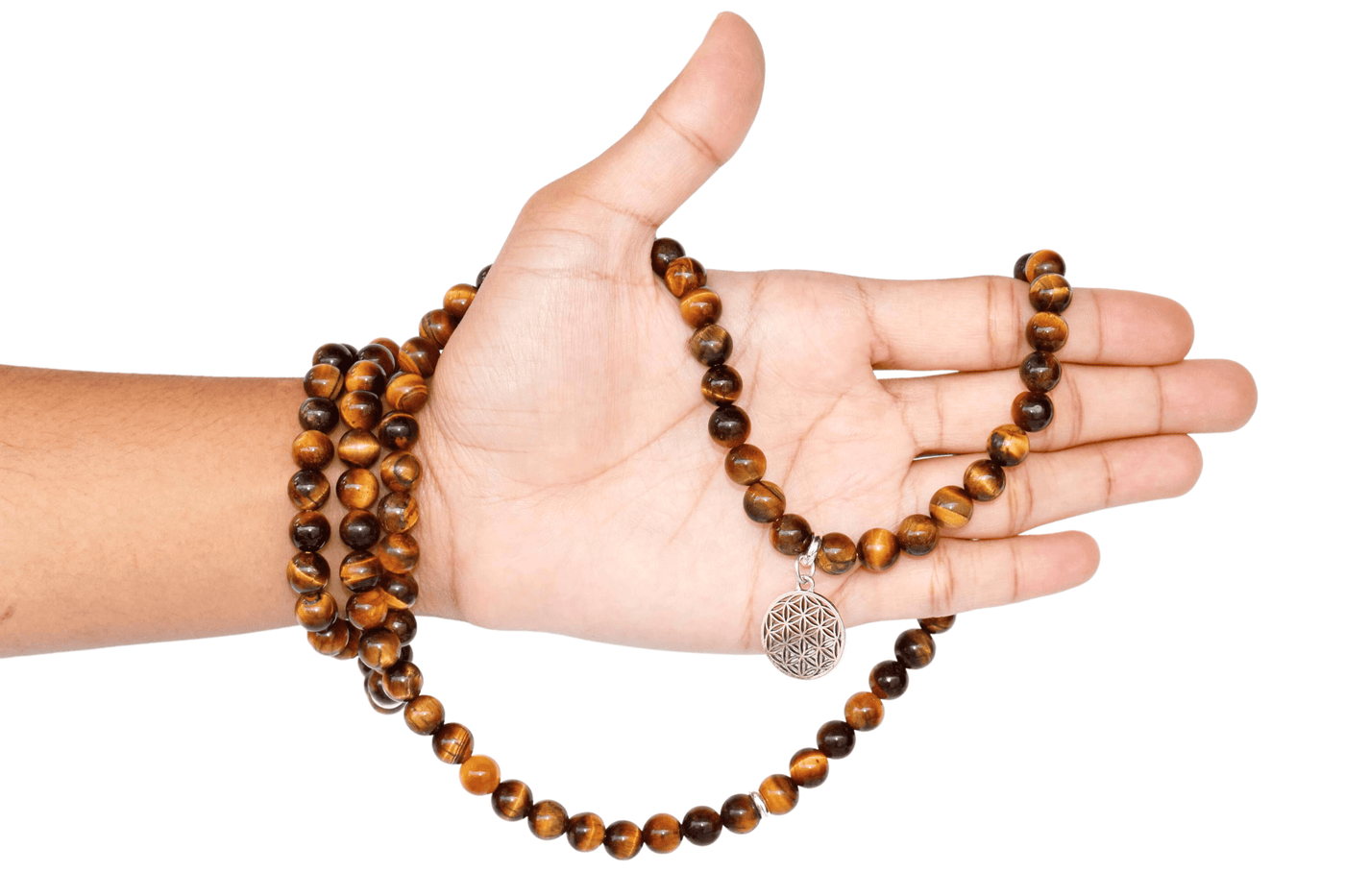 Tiger Eye Beads Mala Bracelet, 108 Prayer Beads Necklace (Protection and Inner Strength)