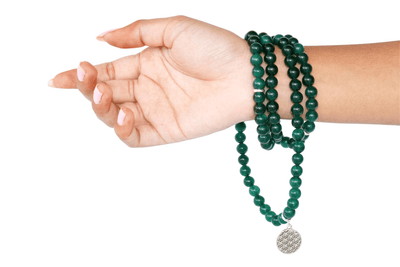 Green Jade Beads Mala Bracelet, 108 Prayer Beads Necklace (self-sufficiency and Friendship)