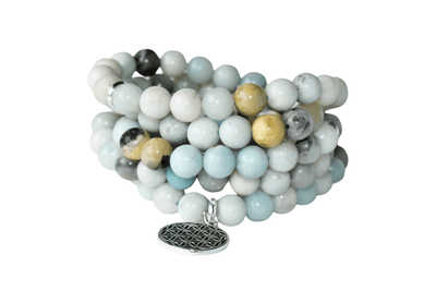 Multi Amazonite Beads Mala Bracelet, 108 Prayer Beads Necklace (Good luck and Fortune)