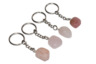 Rose Quartz Key Chain, Gemstone Keychain Crystal Key Ring (Creativity and Empathy)