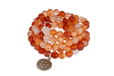 Carnelian Beads Mala Bracelet, 108 Prayer Beads Necklace (Vitality and Motivation)