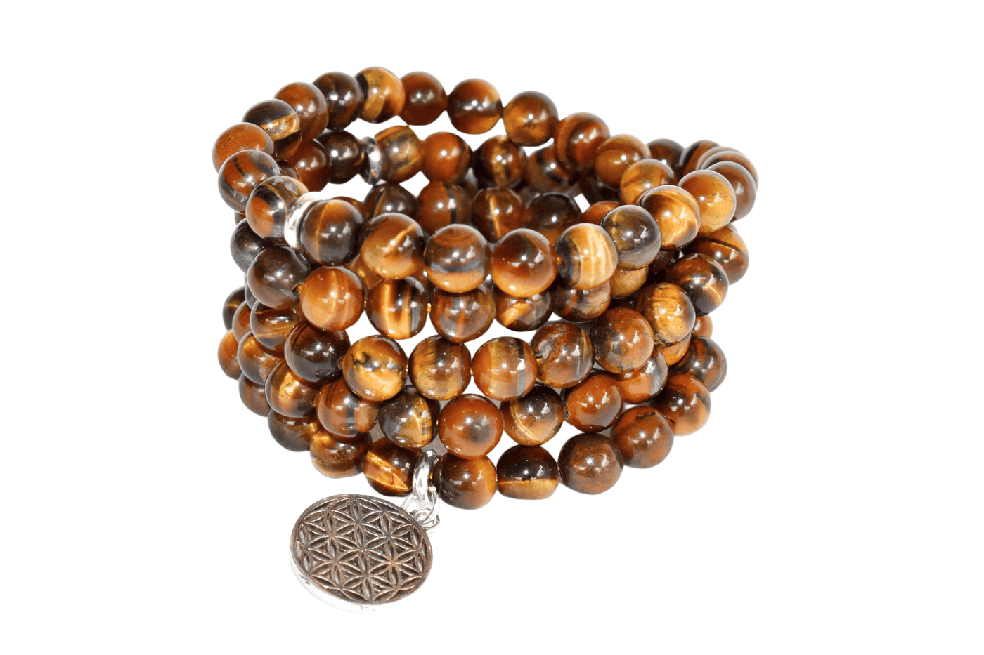 Tiger Eye Beads Mala Bracelet, 108 Prayer Beads Necklace (Protection and Inner Strength)