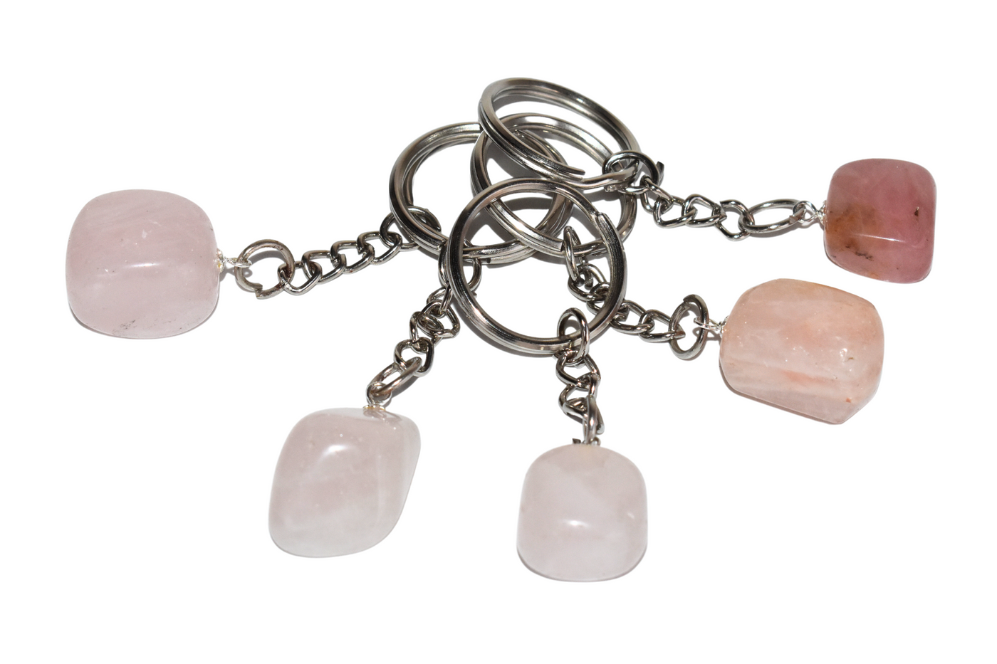 Rose Quartz Key Chain, Gemstone Keychain Crystal Key Ring (Creativity and Empathy)