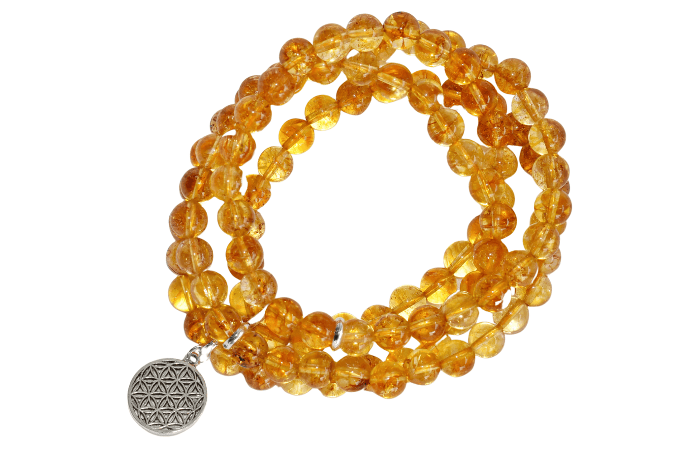 Heated Citrine Beads Mala Bracelet, 108 Prayer Beads Necklace (Prosperity and Success)