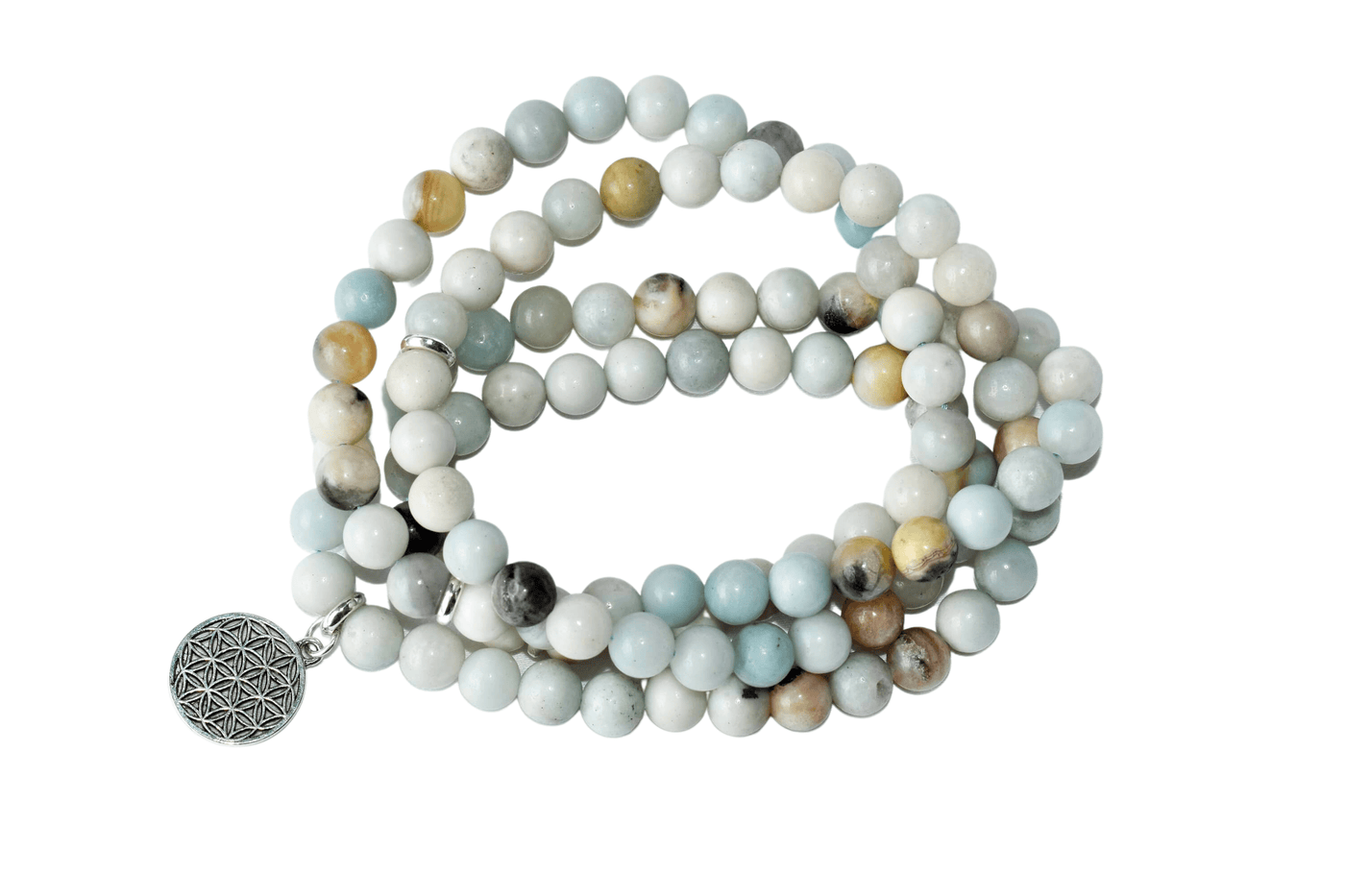 Multi Amazonite Beads Mala Bracelet, 108 Prayer Beads Necklace (Good luck and Fortune)