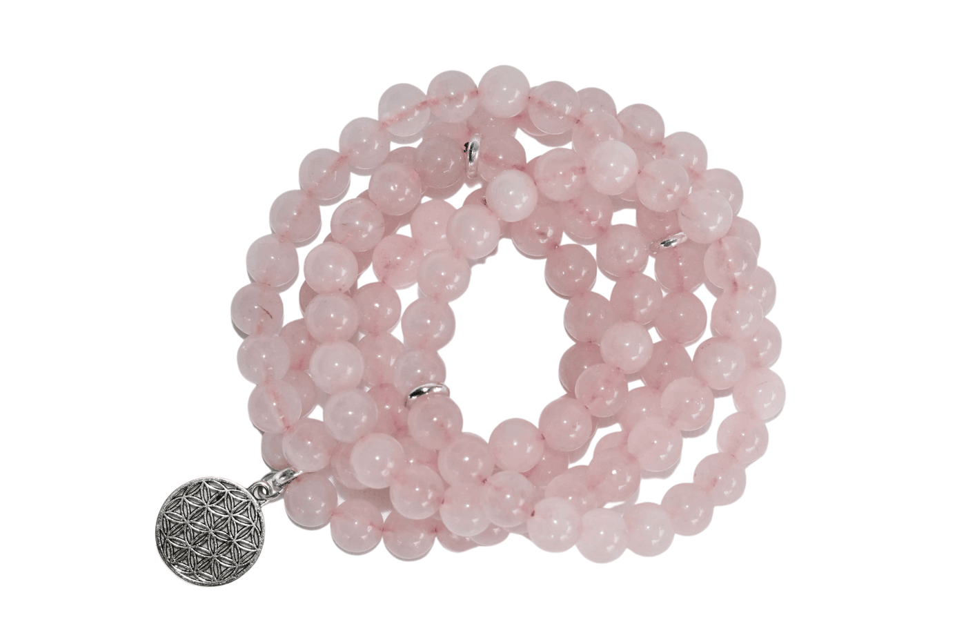 Rose Quartz Beads Mala Bracelet, 108 Prayer Beads Necklace (Love and Inner Peace)