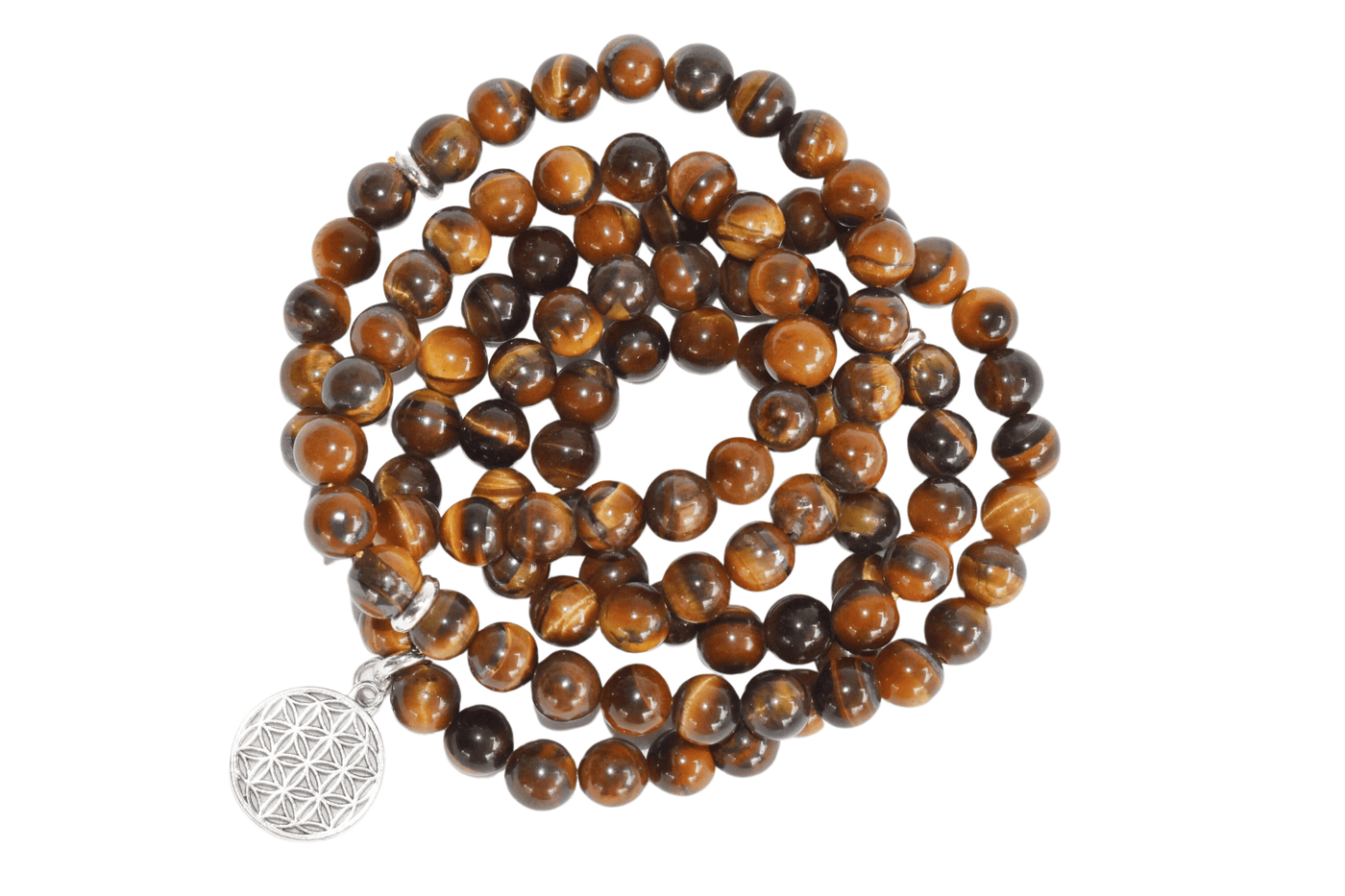 Tiger Eye Beads Mala Bracelet, 108 Prayer Beads Necklace (Protection and Inner Strength)