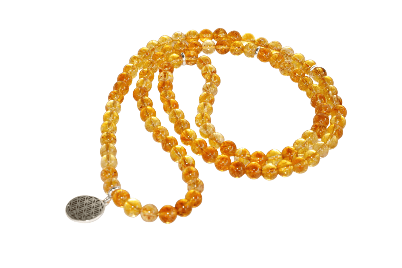 Heated Citrine Beads Mala Bracelet, 108 Prayer Beads Necklace (Prosperity and Success)