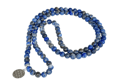 Lapis Lazuli Beads Mala Bracelet, 108 Prayer Beads Necklace (Truth and Confidence)