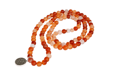 Carnelian Beads Mala Bracelet, 108 Prayer Beads Necklace (Vitality and Motivation)