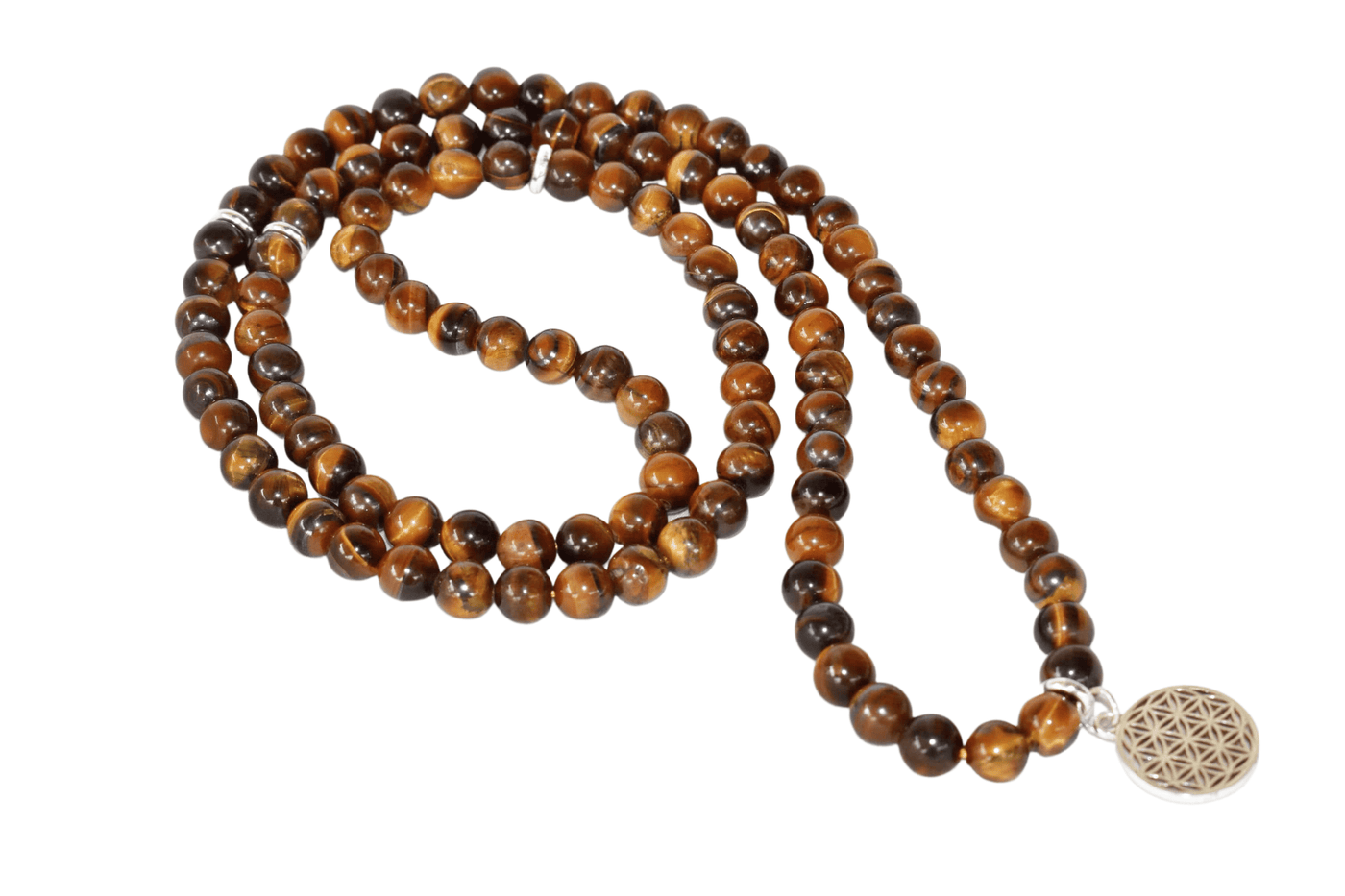 Tiger Eye Beads Mala Bracelet, 108 Prayer Beads Necklace (Protection and Inner Strength)