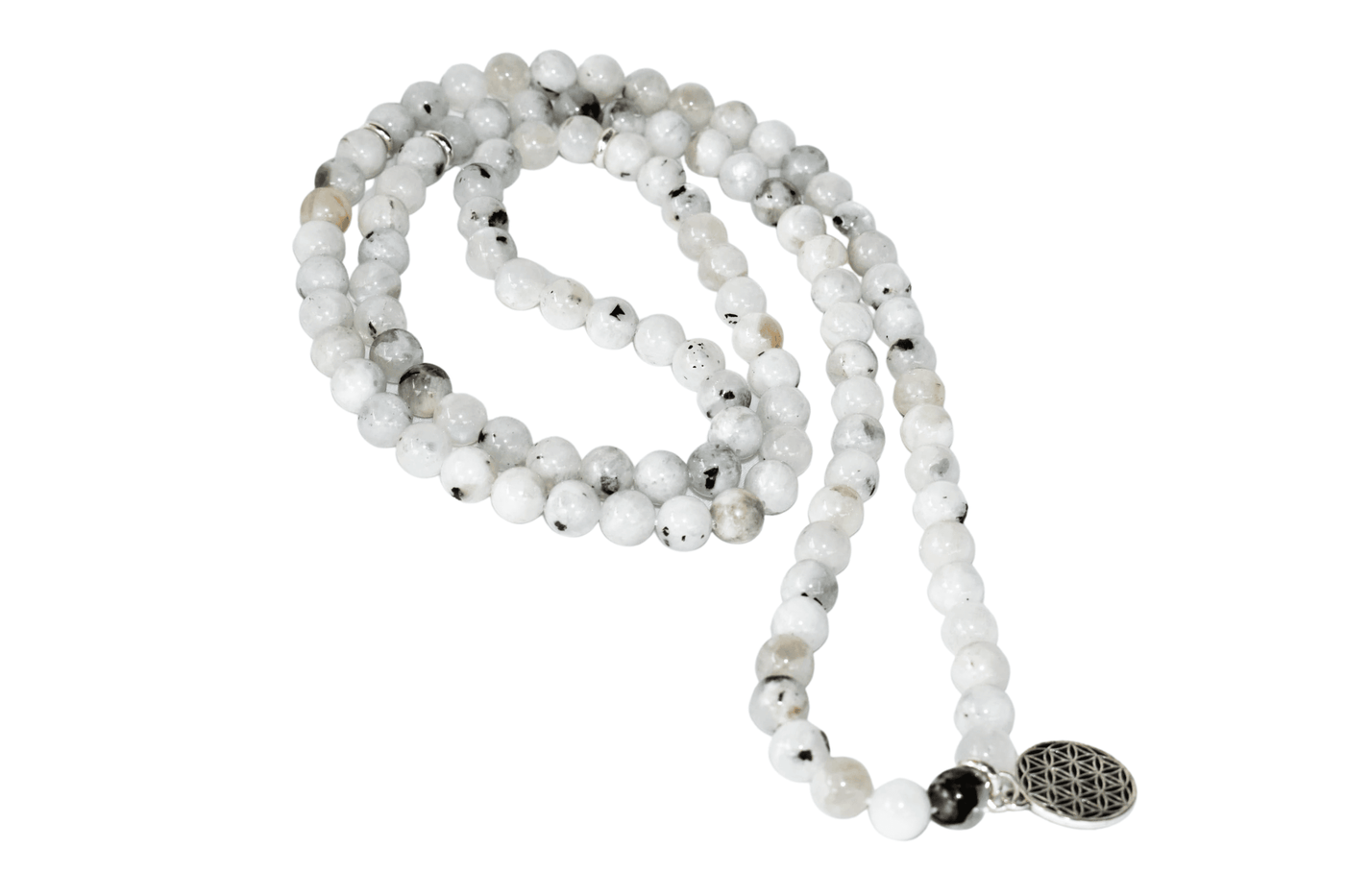 Rainbow Moonstone Beads Mala Bracelet, 108 Prayer Beads Necklace (Creativity and Compassion)