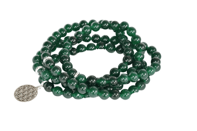 Green Jade Beads Mala Bracelet, 108 Prayer Beads Necklace (self-sufficiency and Friendship)