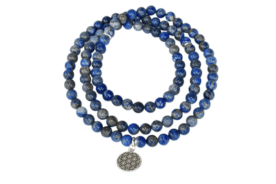 Lapis Lazuli Beads Mala Bracelet, 108 Prayer Beads Necklace (Truth and Confidence)