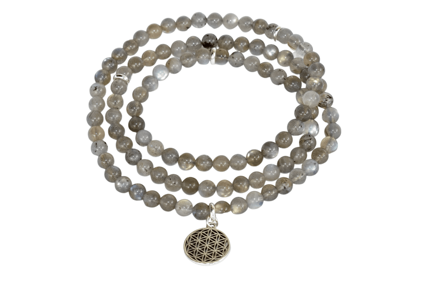 Labradorite Beads Mala Bracelet, 108 Prayer Beads Necklace (Aura Protection and Strength )