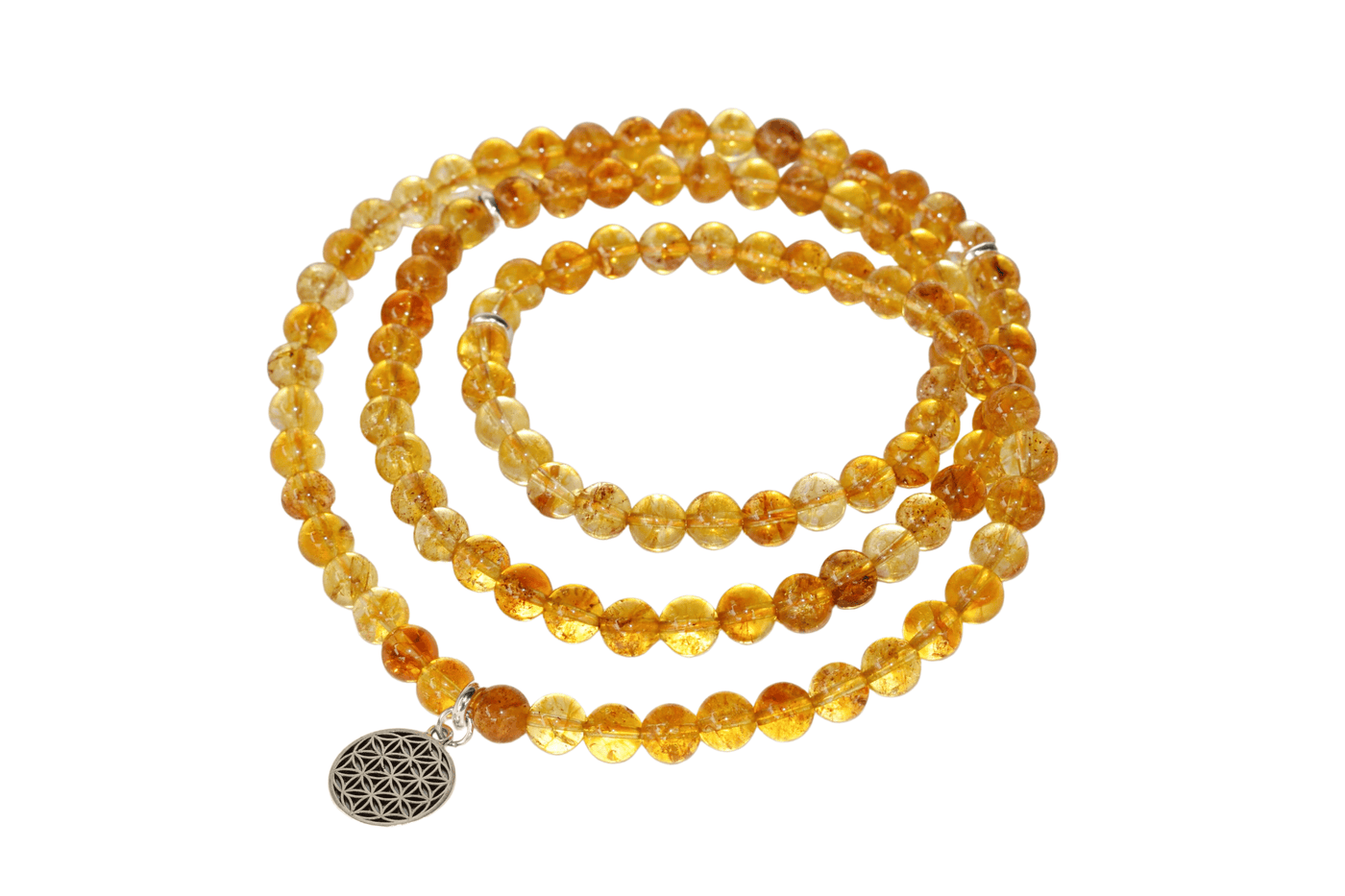 Heated Citrine Beads Mala Bracelet, 108 Prayer Beads Necklace (Prosperity and Success)