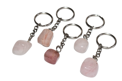 Rose Quartz Key Chain, Gemstone Keychain Crystal Key Ring (Creativity and Empathy)