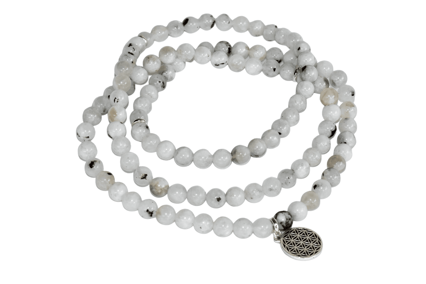 Rainbow Moonstone Beads Mala Bracelet, 108 Prayer Beads Necklace (Creativity and Compassion)