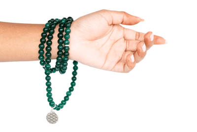 Green Jade Beads Mala Bracelet, 108 Prayer Beads Necklace (self-sufficiency and Friendship)