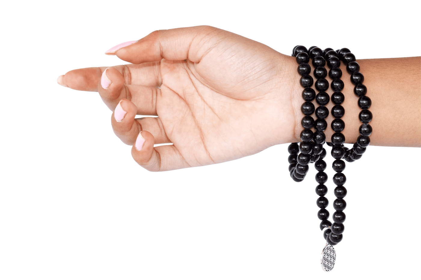 Black Tourmaline Beads Mala Bracelet, 108 Prayer Beads Necklace (Physical Ailments and Growth)