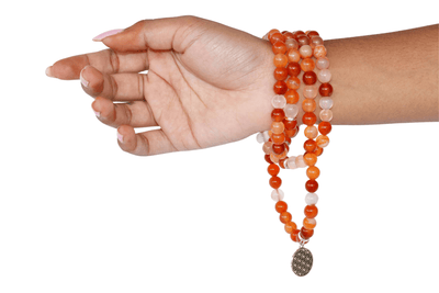 Carnelian Beads Mala Bracelet, 108 Prayer Beads Necklace (Vitality and Motivation)