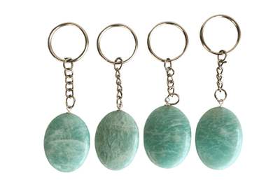 Amazonite Key Chain, Gemstone Keychain Crystal Key Ring (Trust and Breaking Addictions)