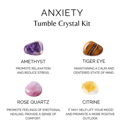 Calming ANXIETY Crystal Kit, Gemstone Tumble Kit, Anxiety Crystal Gift Set