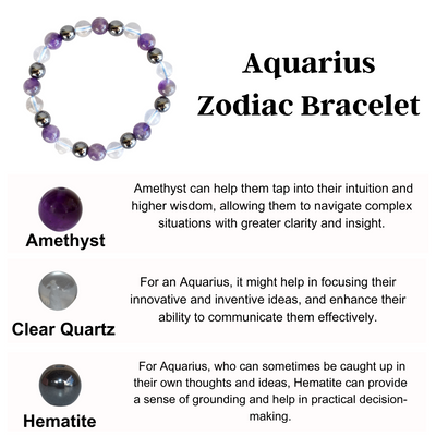 Aquarius Zodiac Crystal Bracelet, Aquarius Gifts