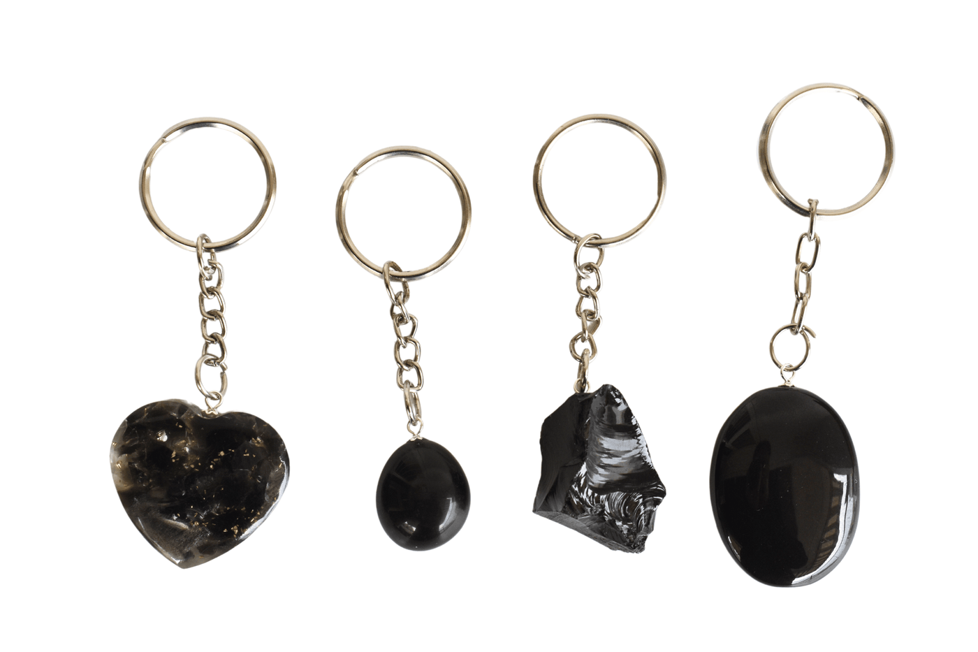 Black Obsidian Key Chain, Gemstone Keychain Crystal Key Ring (Inner Peace and Stress Relief)