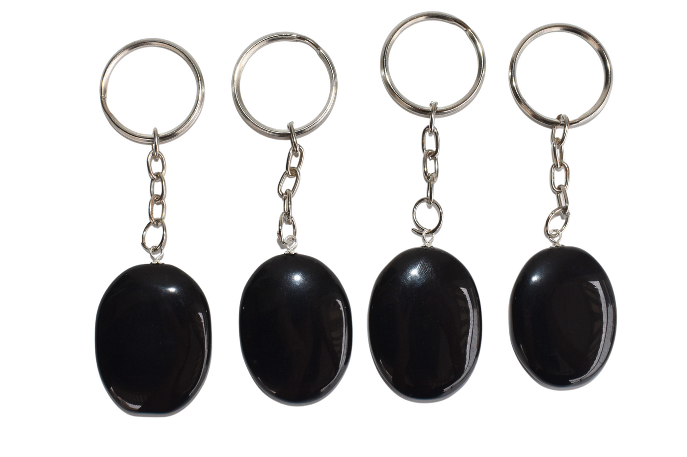 Black Obsidian Key Chain, Gemstone Keychain Crystal Key Ring (Inner Peace and Stress Relief)