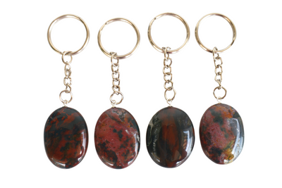 Bloodstone Key Chain, Gemstone Keychain Crystal Key Ring (Altruism and Cleansing)