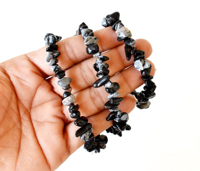 Snowflake Obsidian Chip Bracelet(Past Life Recall and Wisdom)