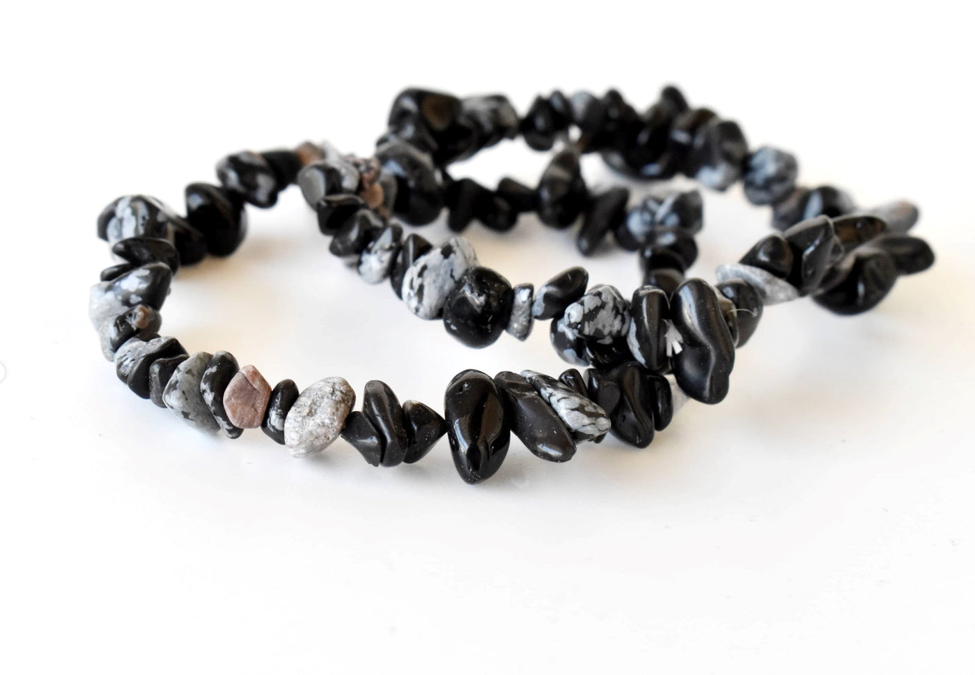 Snowflake Obsidian Chip Bracelet(Past Life Recall and Wisdom)