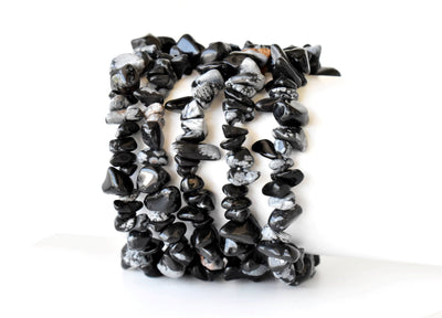 Snowflake Obsidian Chip Bracelet(Past Life Recall and Wisdom)