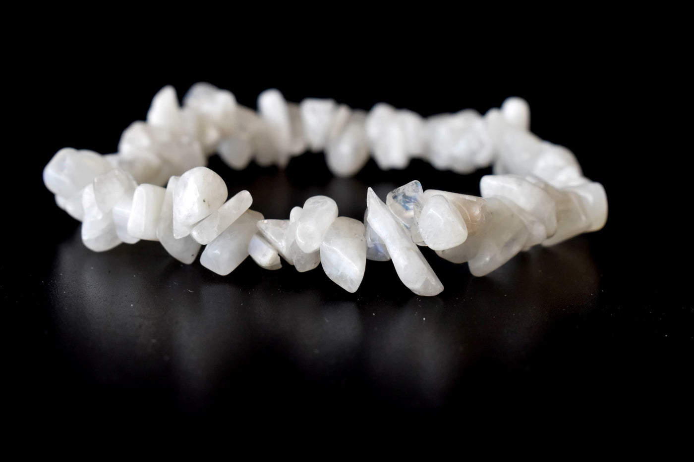 White Rainbow Moonstone Chip Bracelet (Growth and Compassion)